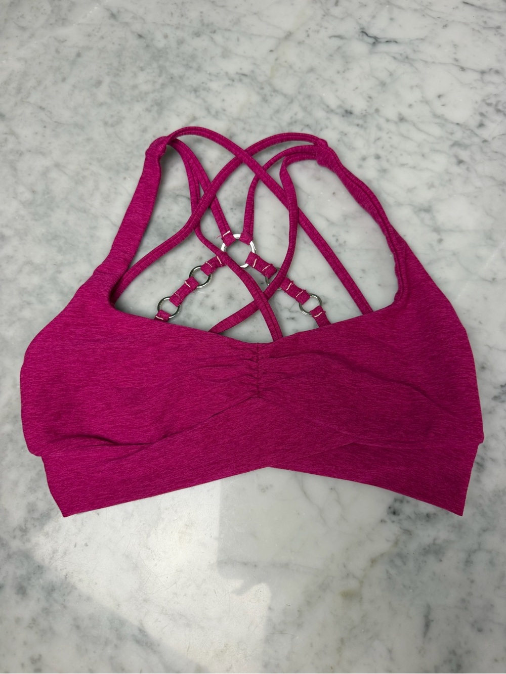 Bombshell Sportswear Strappy Sports Bra in Fuchsia